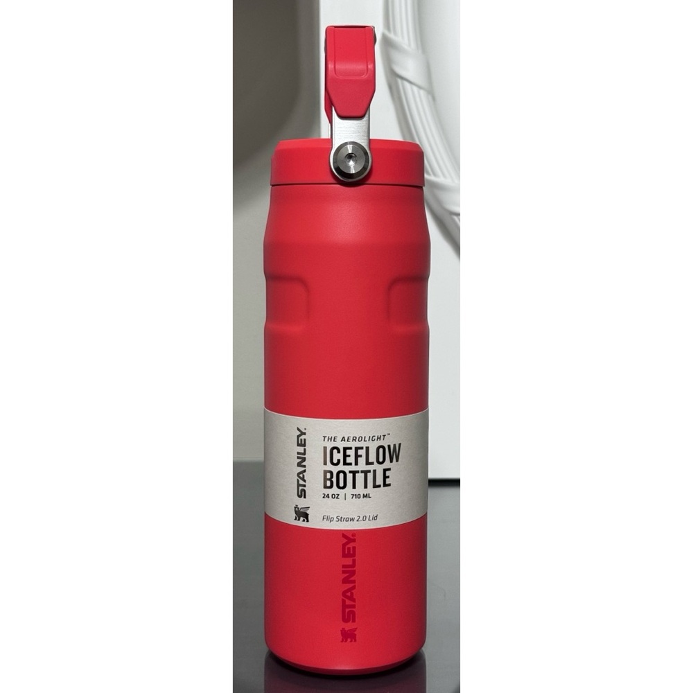 Stanley AeroLight IceFlow Flip Straw 2.0 Water Bottle 24oz, HOT CORAL